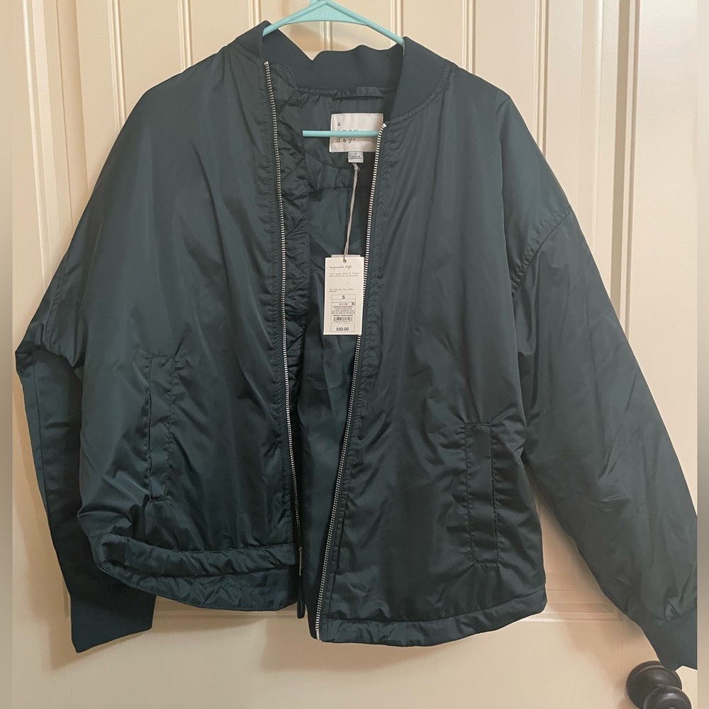 Dark teal bomber jacket